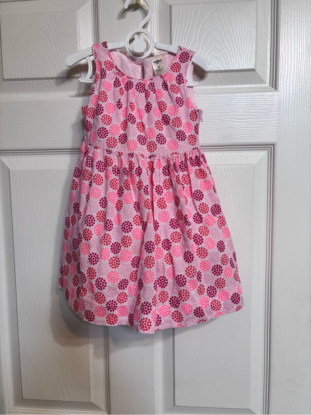 Vintage OshKosh B’gosh Pink Floral Geometric Dot Sleeveless Child’s Dress